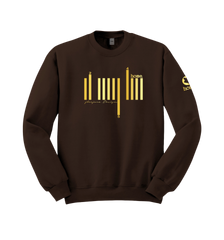 home_254 DARK BROWN SWEATSHIRT (HEAVY FABRIC) WITH A GOLD BARS PRINT