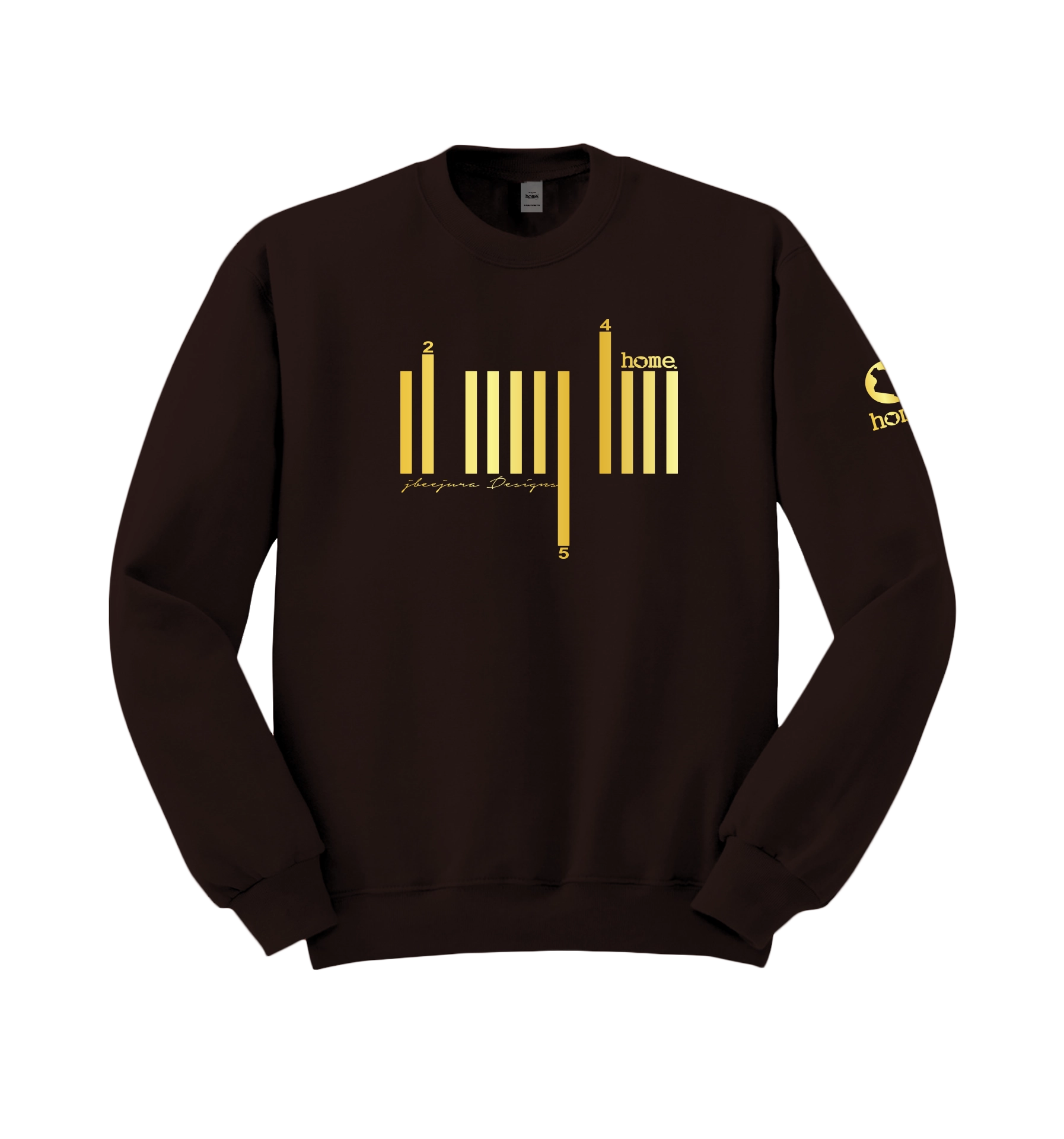 home_254 ESPRESSO SWEATSHIRT (HEAVY FABRIC) WITH A GOLD BARS PRINT