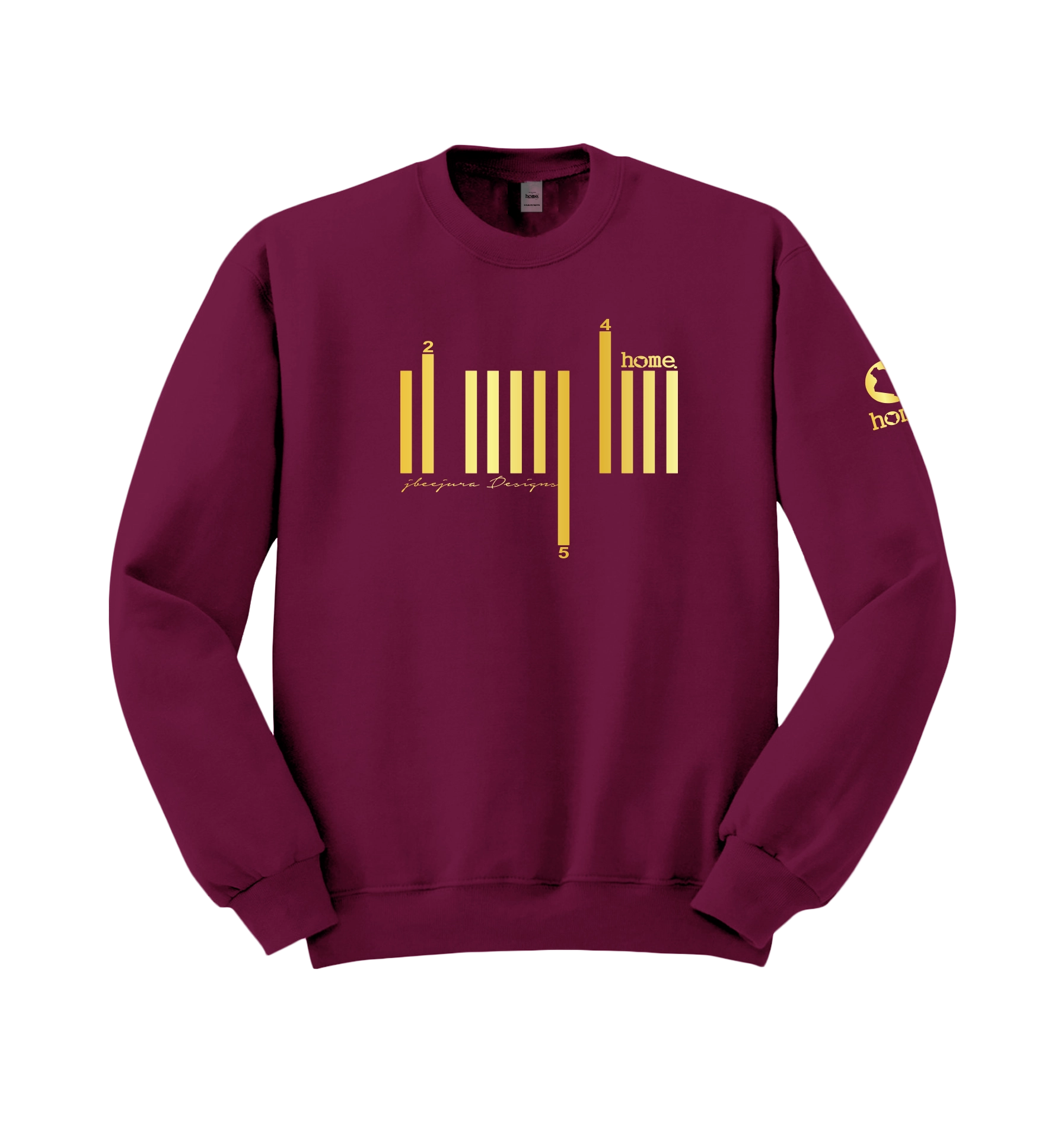 home_254 FUCHSIA SWEATSHIRT (HEAVY FABRIC) WITH A GOLD BARS PRINT