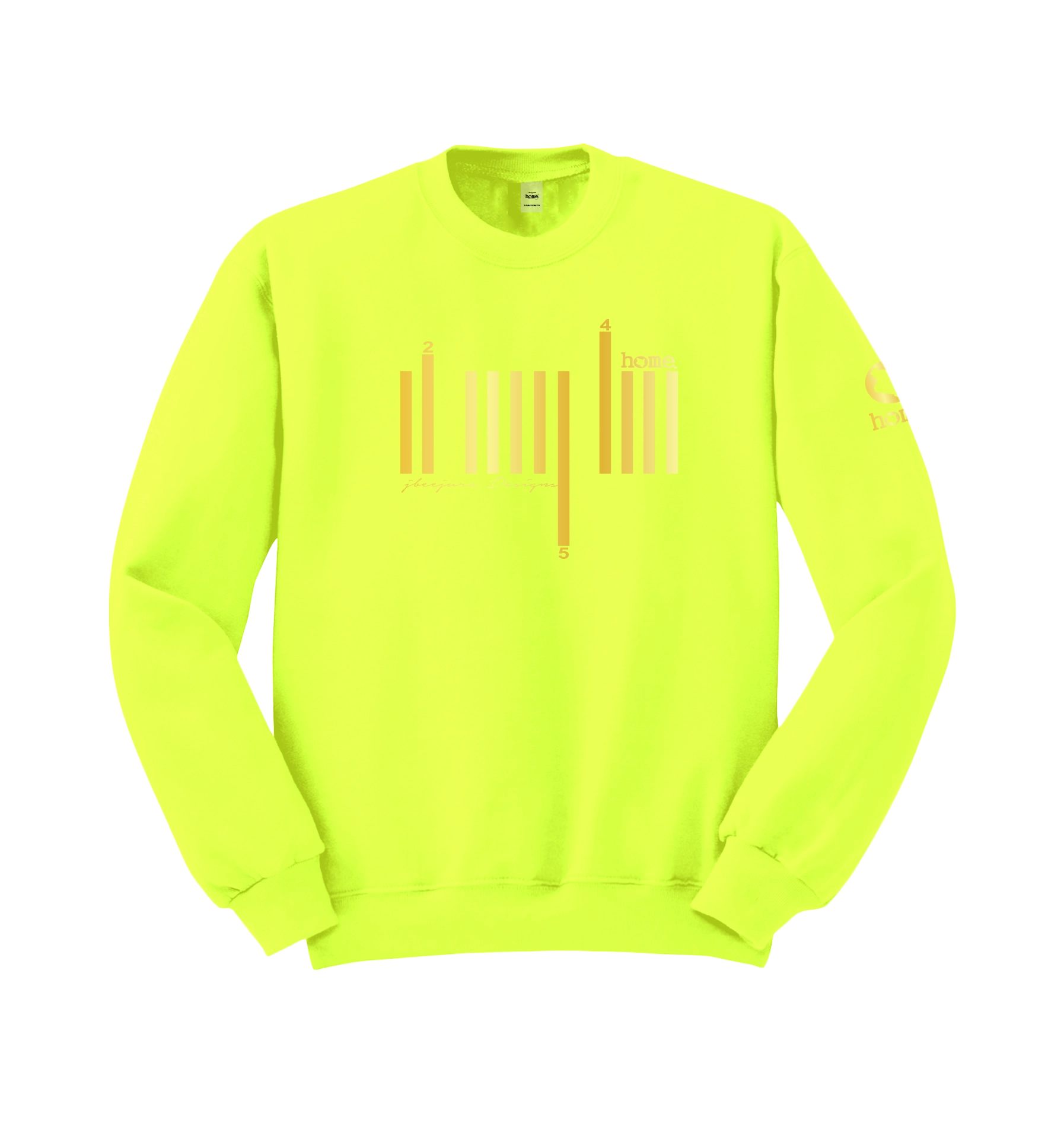 home_254 LIME GREEN SWEATSHIRT (HEAVY FABRIC) WITH A GOLD BARS PRINT