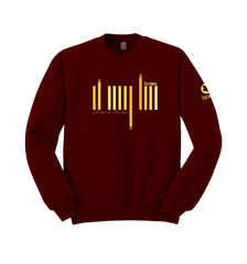 home_254 MAROON RED SWEATSHIRT WITH A GOLD BARS PRINT