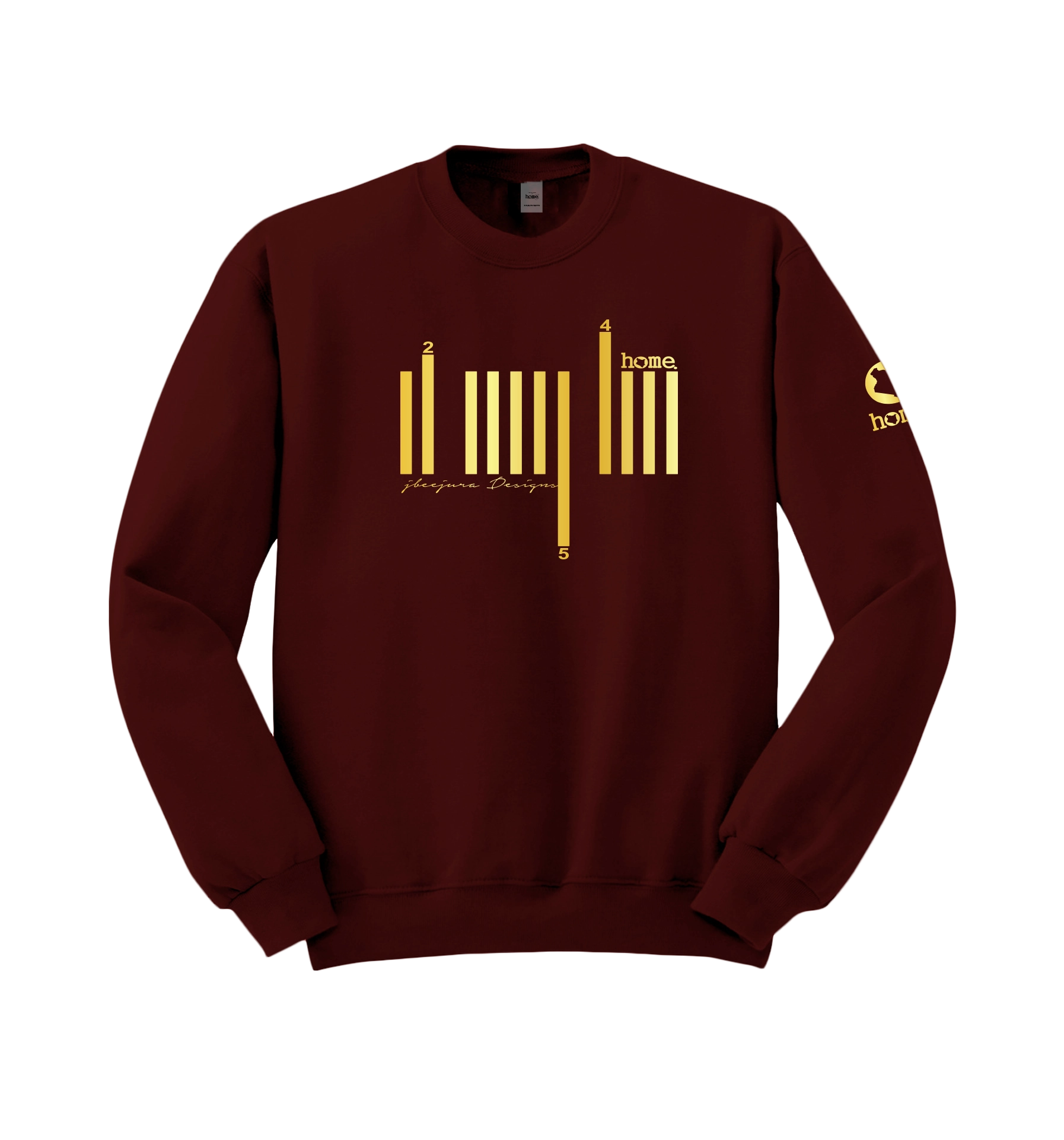 home_254 MAROON SWEATSHIRT (HEAVY FABRIC) WITH A GOLD BARS PRINT