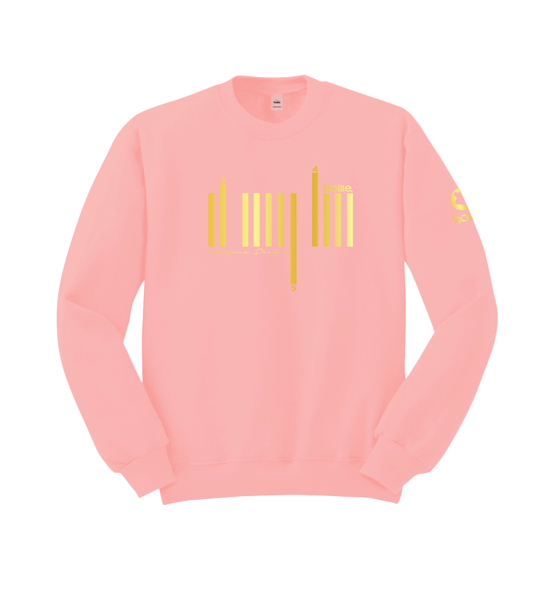 home_254 PEACH SWEATSHIRT (HEAVY FABRIC) WITH A GOLD BARS PRINT