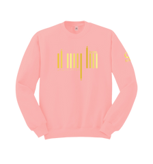 home_254 PEACH SWEATSHIRT (HEAVY FABRIC) WITH A GOLD BARS PRINT