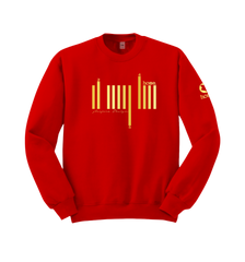 home_254 RED SWEATSHIRT WITH A GOLD BARS PRINT