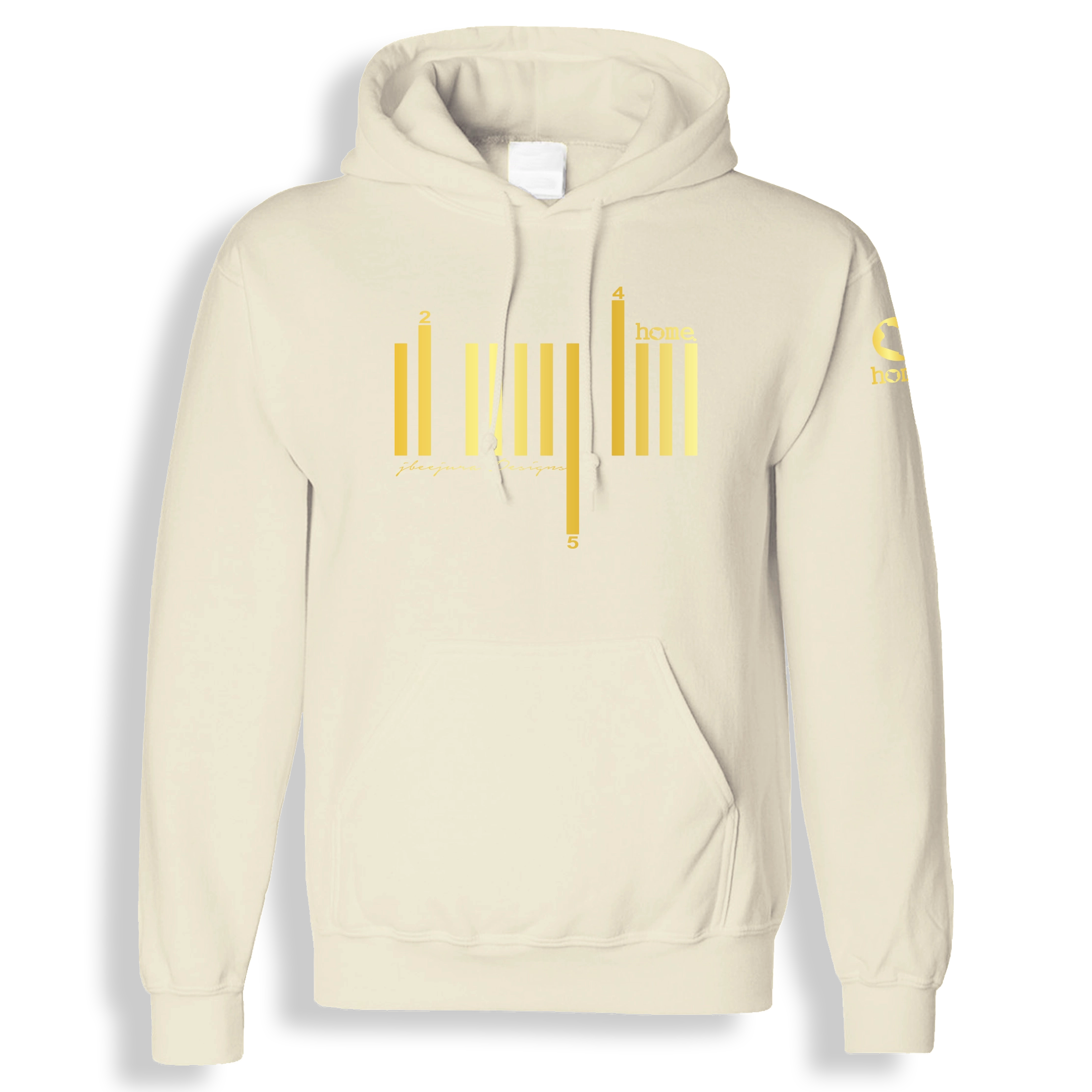 home_254 SOFT BEIGE HOODIE (HEAVY FABRIC) WITH A GOLD BARS PRINT