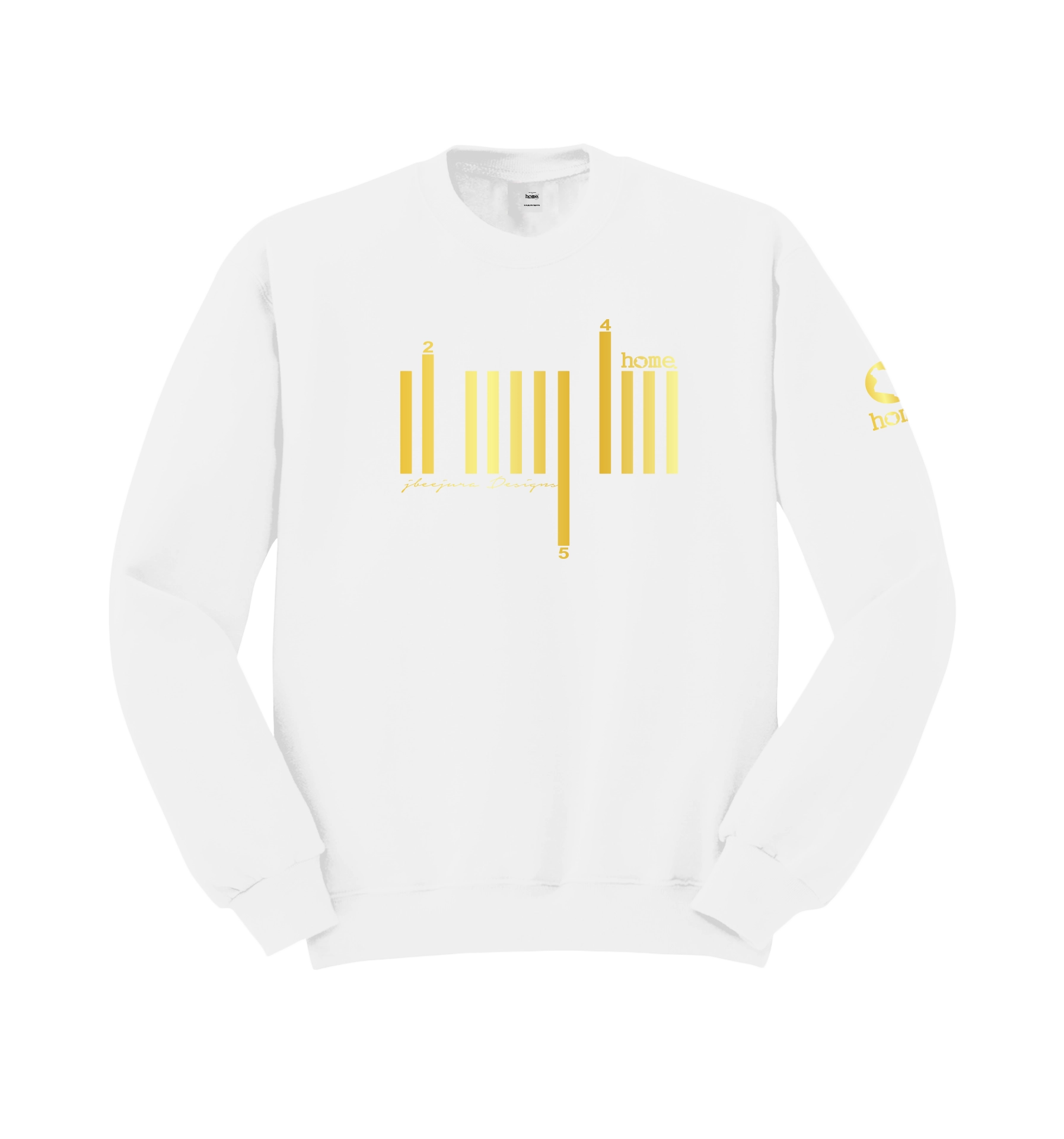 home_254 WHITE SWEATSHIRT (NUVETRA™ HEAVY) WITH A GOLD BARS PRINT