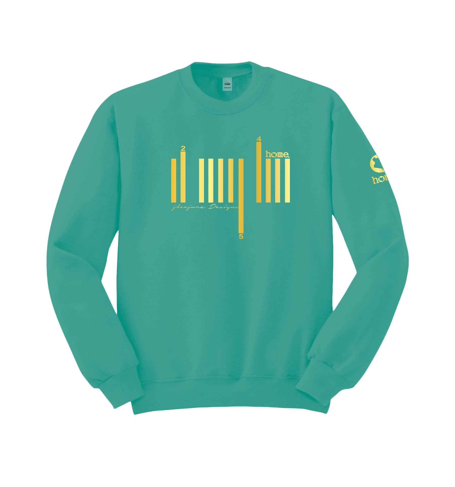 home_254 DEEP TURQUOISE SWEATSHIRT WITH A GOLD BARS PRINT