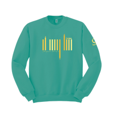 home_254 DEEP TURQUOISE SWEATSHIRT WITH A GOLD BARS PRINT