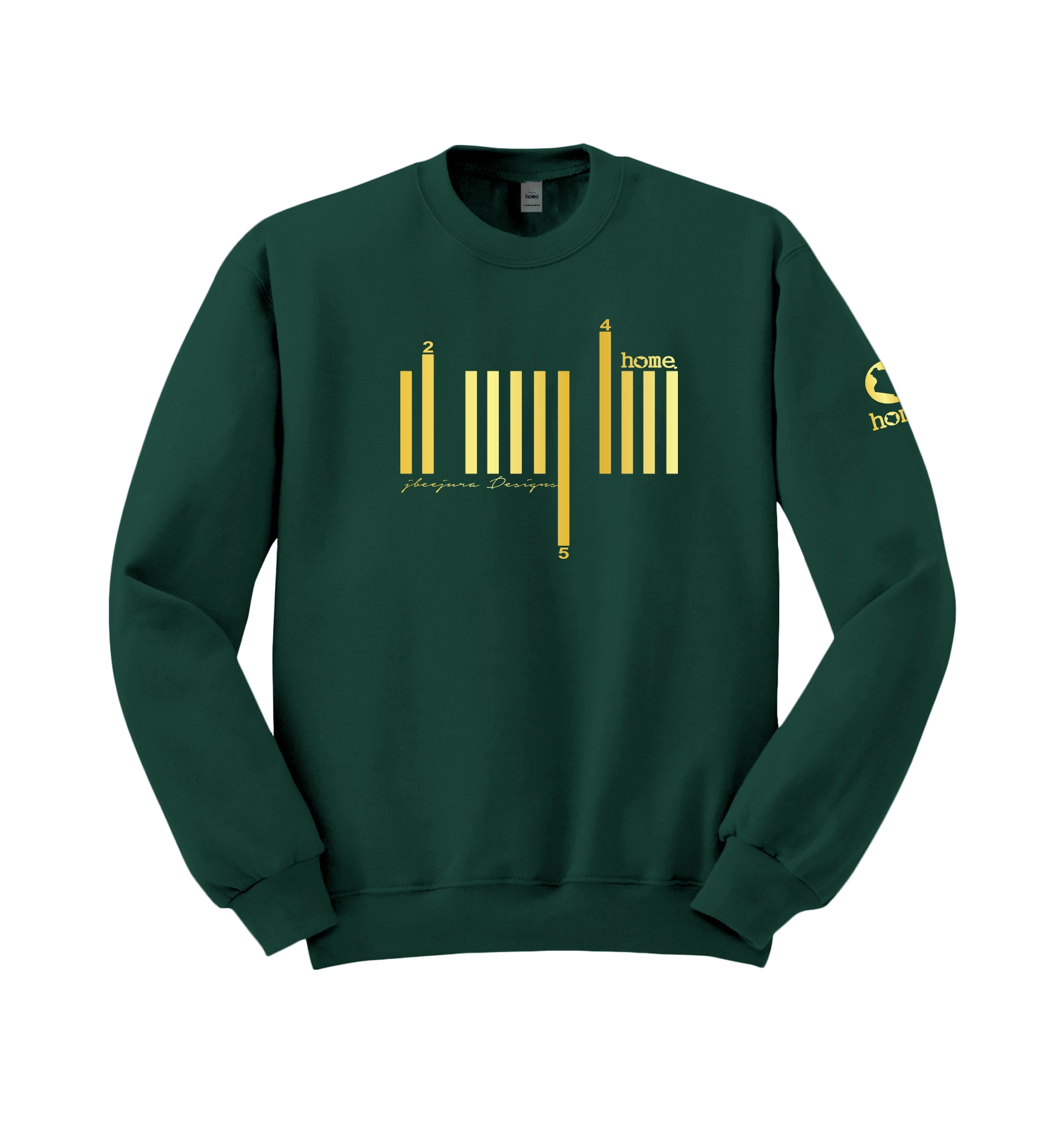 home_254 HUNTER GREEN SWEATSHIRT (NUVETRA™ HEAVY) WITH A GOLD BARS PRINT