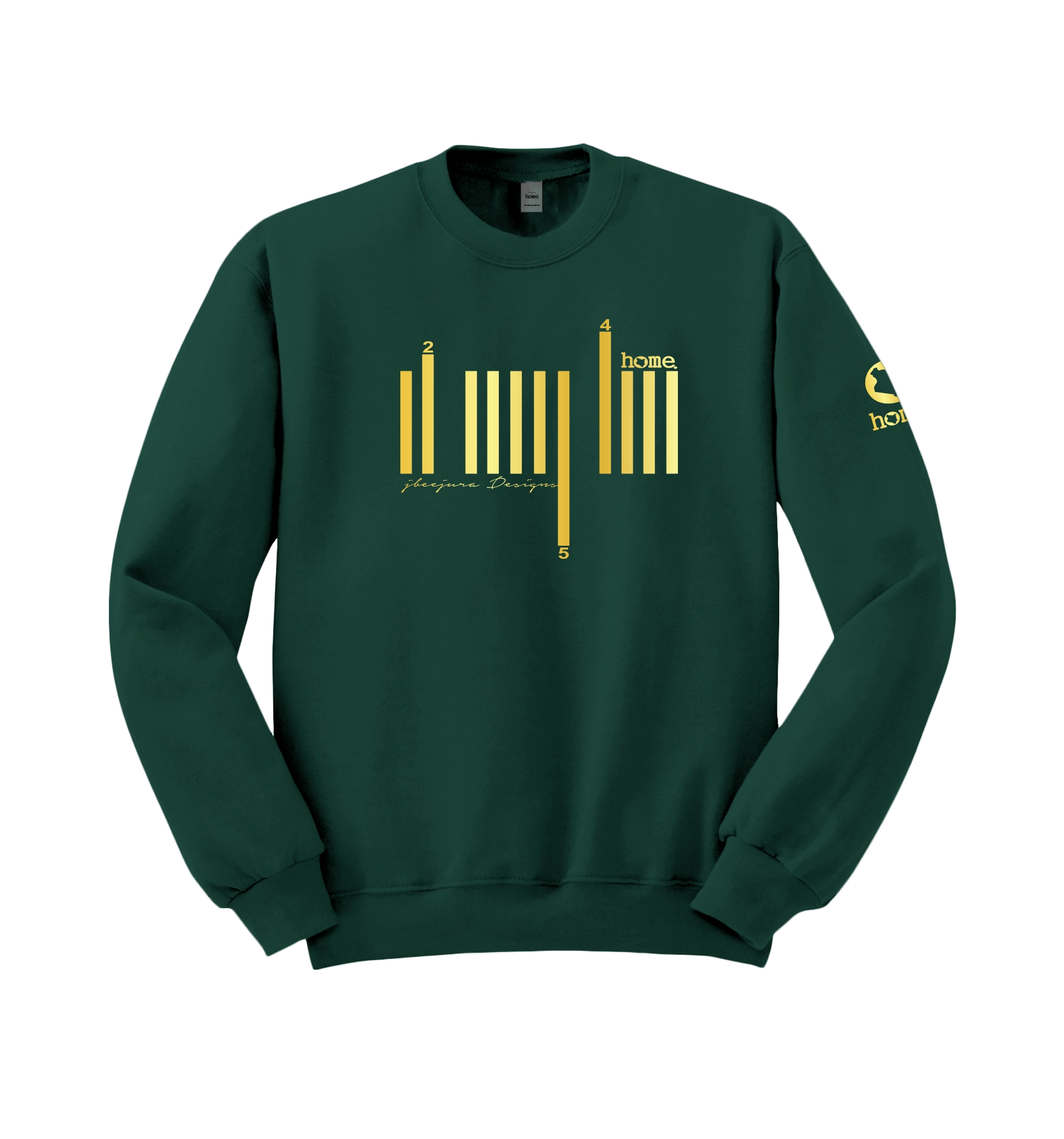 home_254 HUNTER GREEN SWEATSHIRT (MID-HEAVY FABRIC) WITH A GOLD BARS PRINT