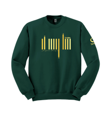 home_254 HUNTER GREEN SWEATSHIRT (MID-HEAVY FABRIC) WITH A GOLD BARS PRINT