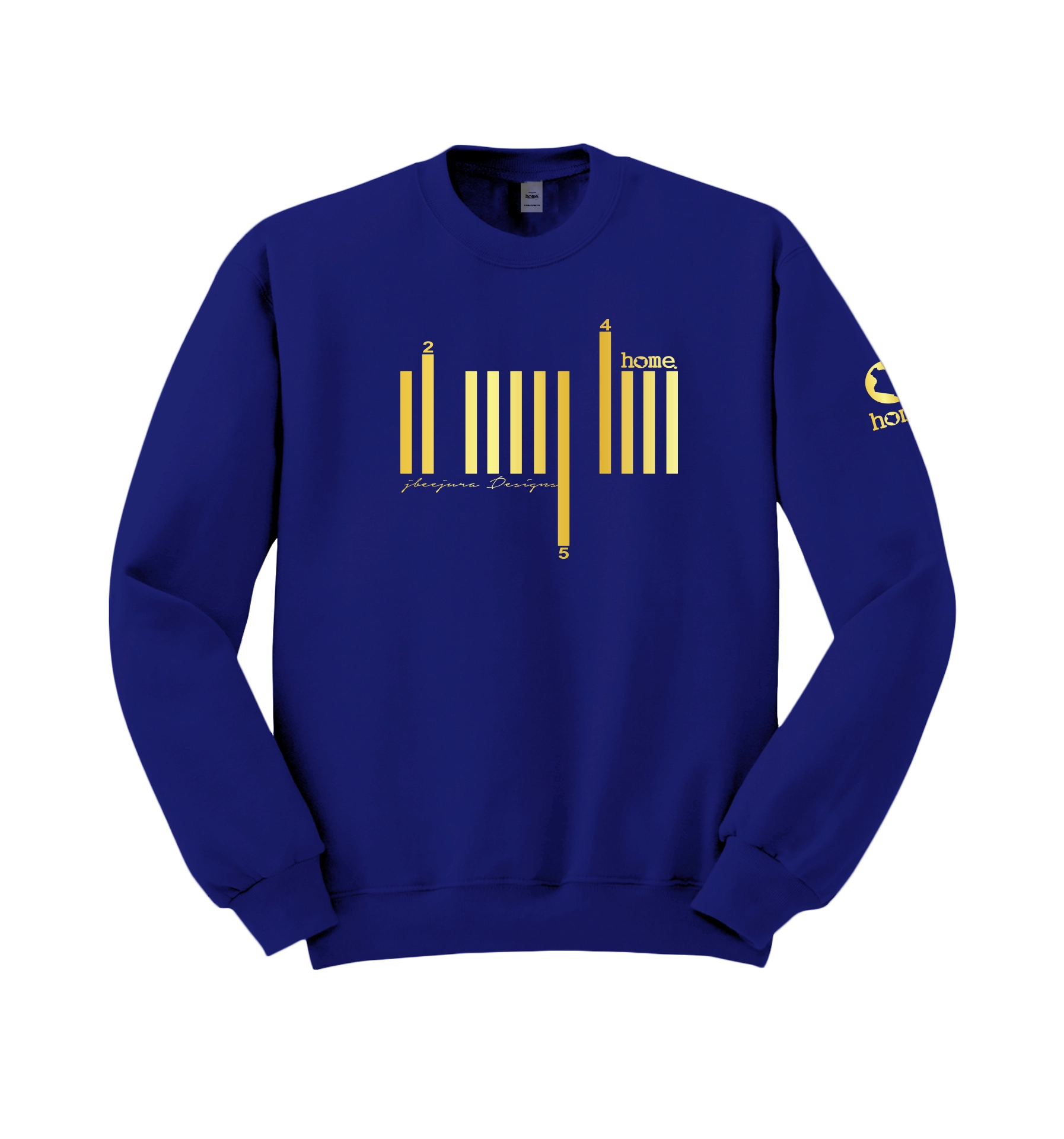 home_254 ROYAL BLUE SWEATSHIRT (HEAVY FABRIC) WITH A GOLD BARS PRINT