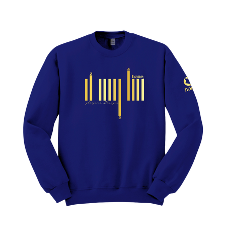 home_254 ROYAL BLUE SWEATSHIRT (HEAVY FABRIC) WITH A GOLD BARS PRINT