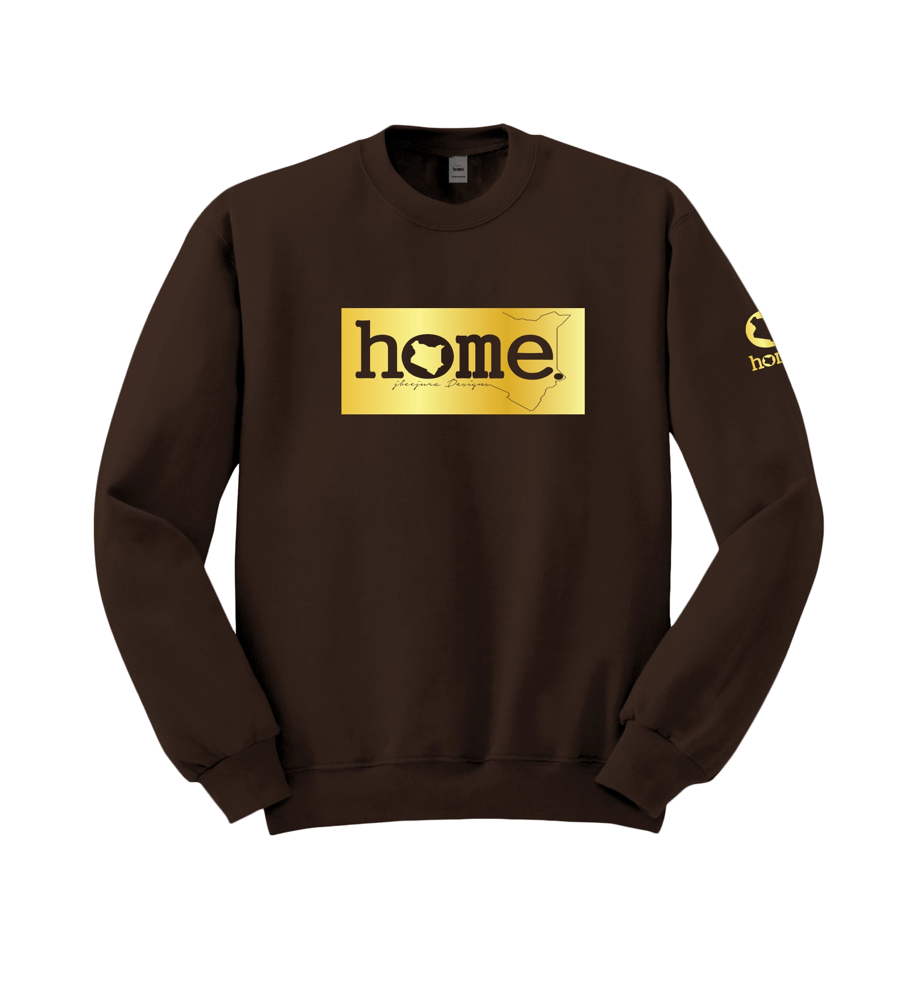 home_254 DARK BROWN SWEATSHIRT (HEAVY FABRIC) WITH A GOLD CLASSIC  PRINT