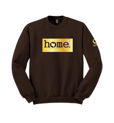 home_254 DARK BROWN SWEATSHIRT (HEAVY FABRIC) WITH A GOLD CLASSIC  PRINT