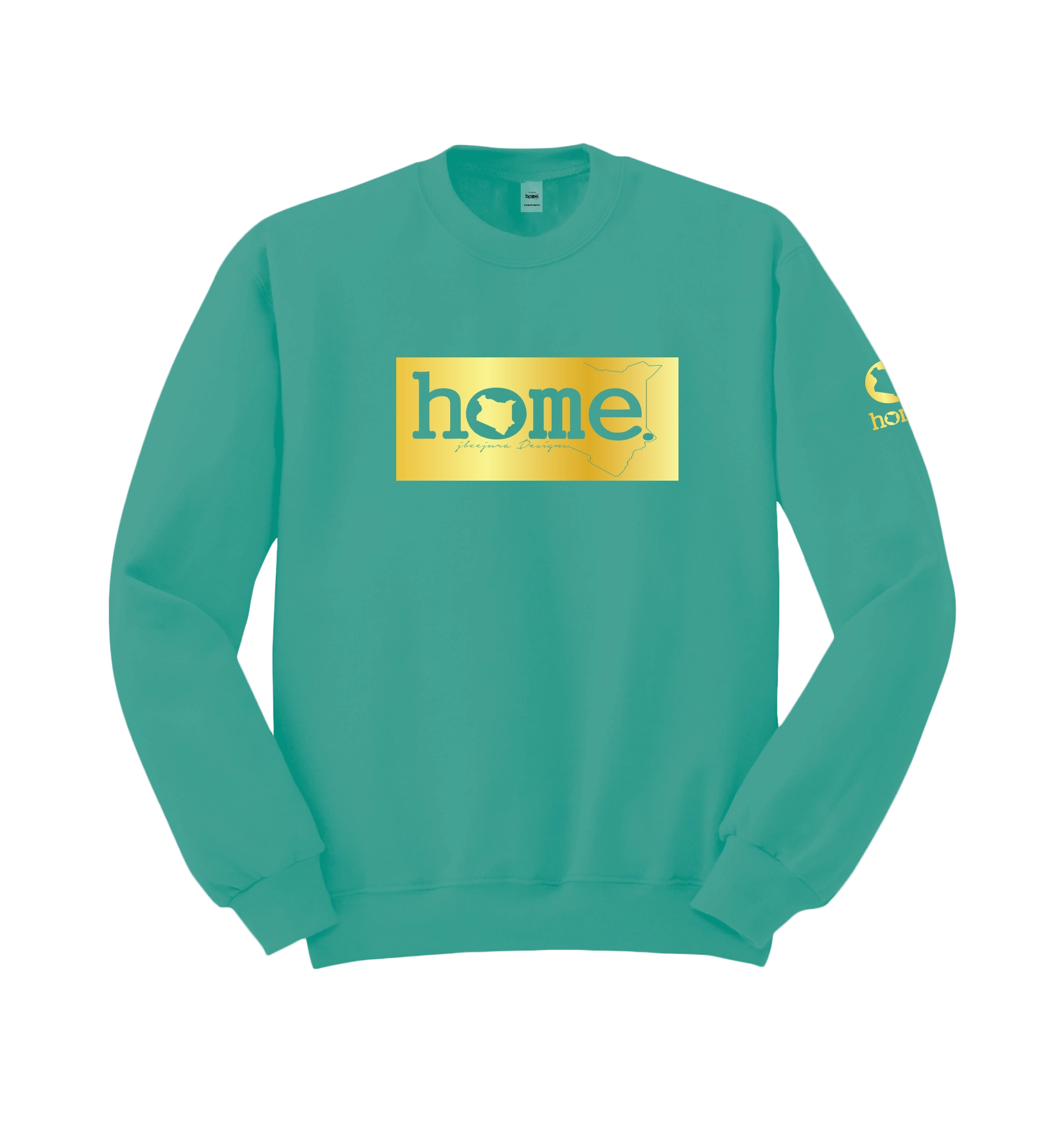 home_254 DEEP TURQUOISE SWEATSHIRT WITH A GOLD CLASSIC PRINT