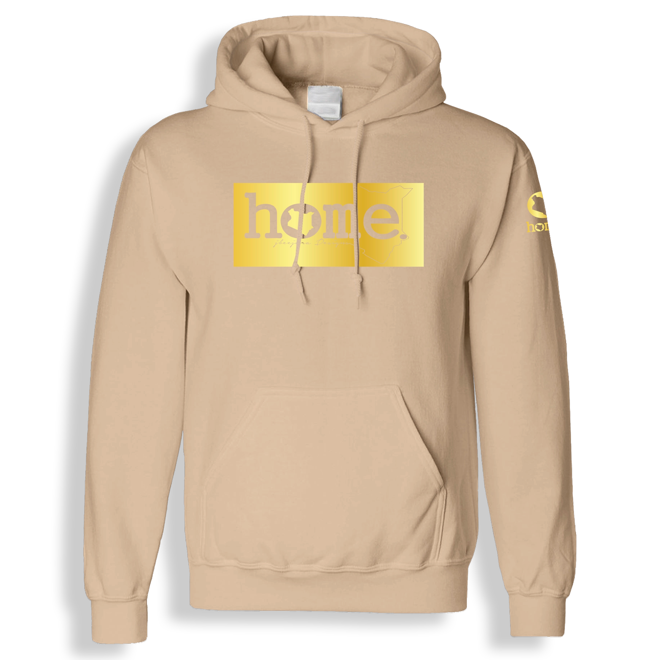 home_254 LIGHT BROWN HOODIE (HEAVY FABRIC) WITH A GOLD CLASSIC PRINT