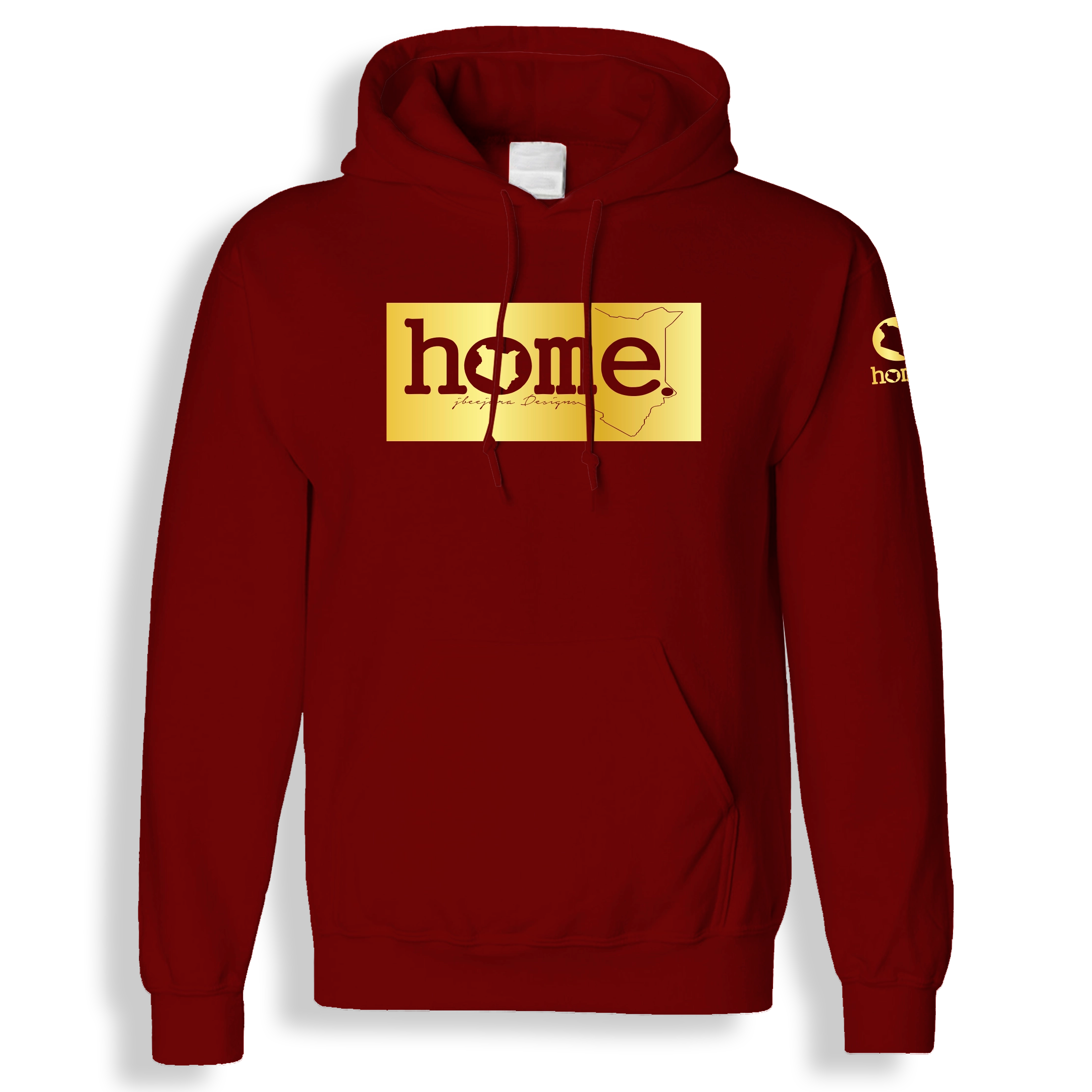 home_254 MAROON RED HOODIE (MID-HEAVY FABRIC) WITH A GOLD CLASSIC PRINT