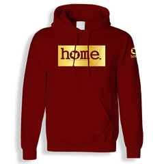 home_254 MAROON RED HOODIE (MID-HEAVY FABRIC) WITH A GOLD CLASSIC PRINT