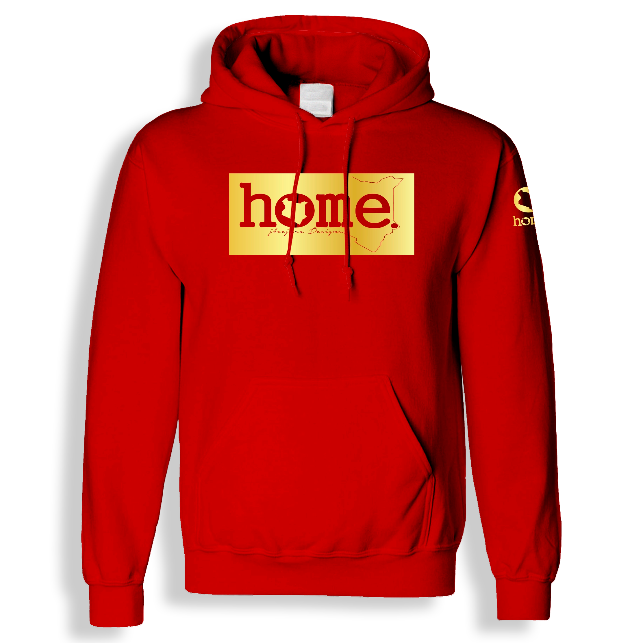 home_254 RED HOODIE (HEAVY FABRIC) WITH A GOLD CLASSIC PRINT