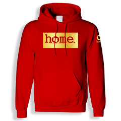 home_254 RED HOODIE (HEAVY FABRIC) WITH A GOLD CLASSIC PRINT