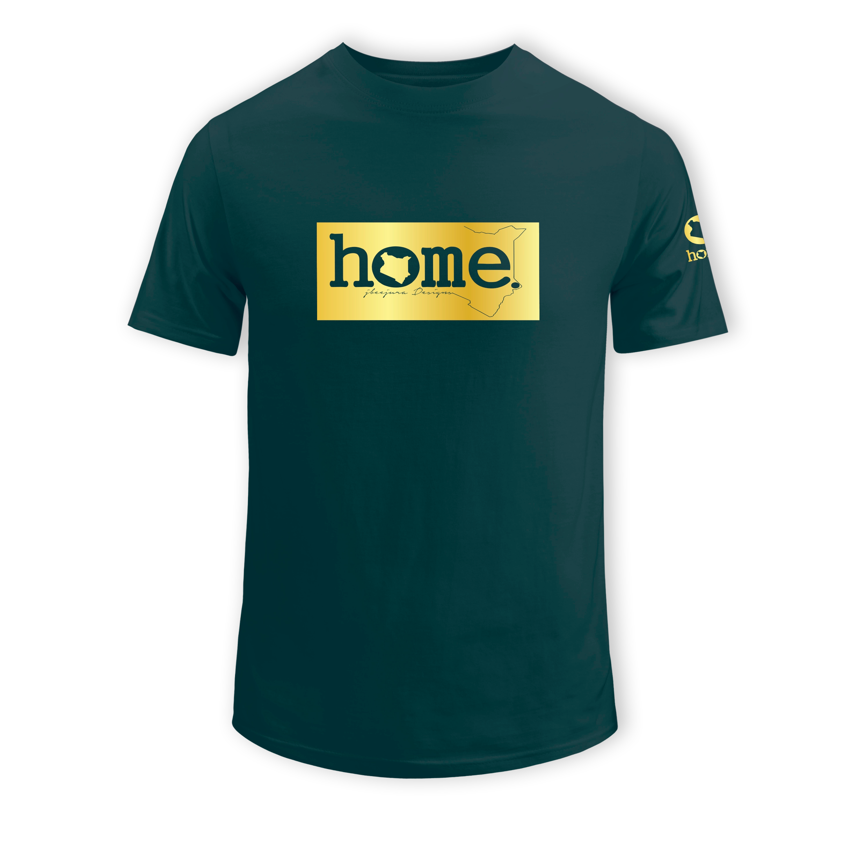 home_254 SHORT-SLEEVED DEEP AQUA T-SHIRT WITH A GOLD CLASSIC PRINT 