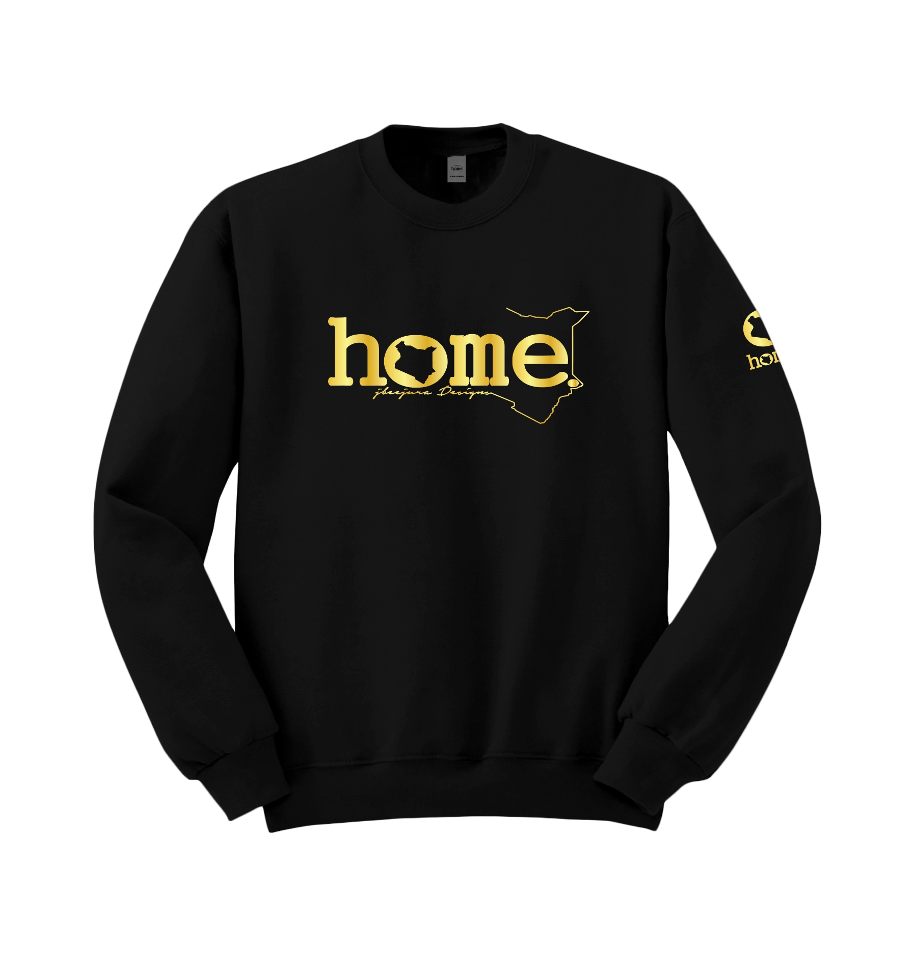 home_254 BLACK SWEATSHIRT (NUVETRA™ HEAVY) WITH A GOLD CLASSIC WORDS PRINT