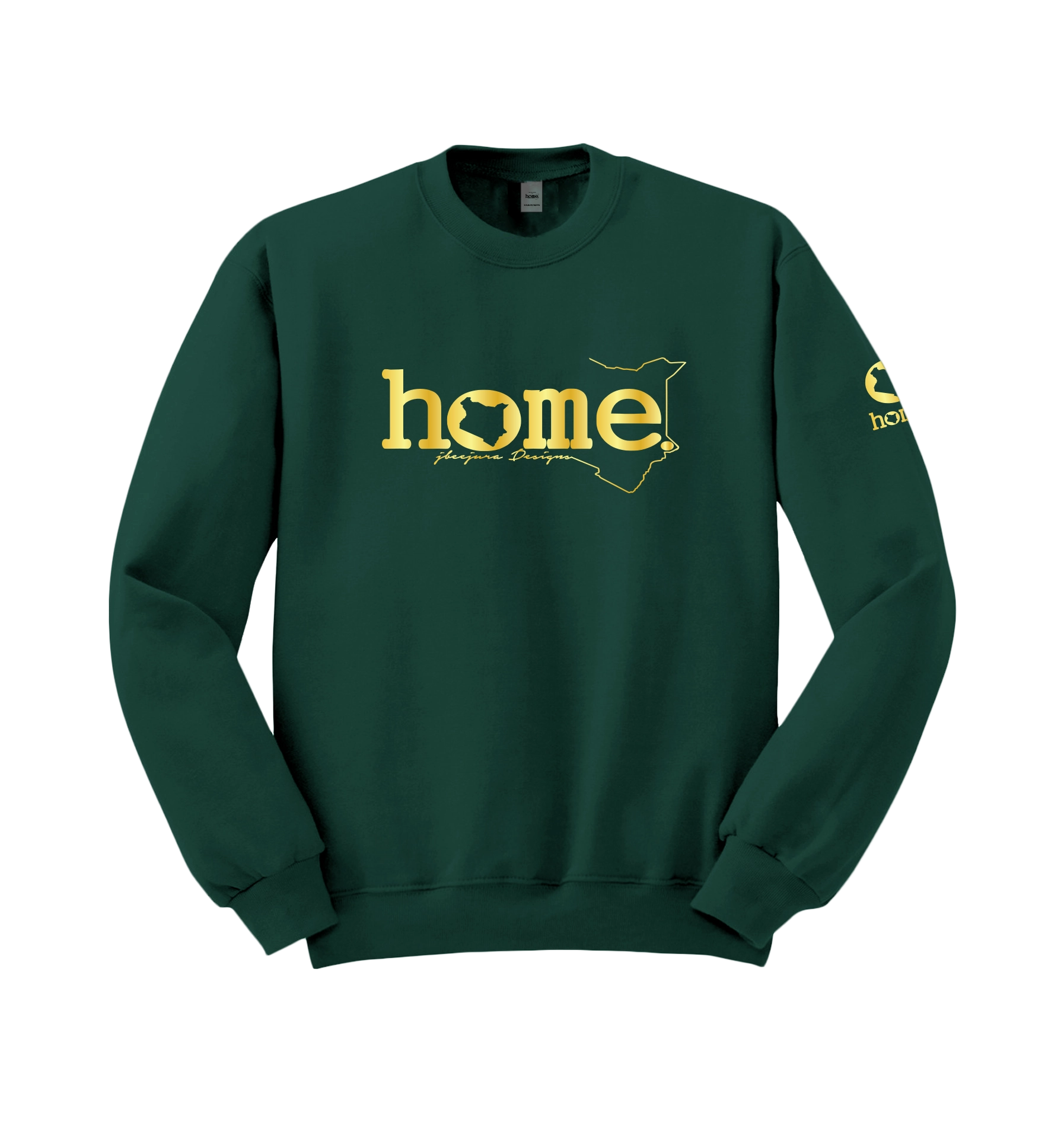 home_254 HUNTER GREEN SWEATSHIRT (NUVETRA™ HEAVY) WITH A GOLD CLASSIC WORDS PRINT
