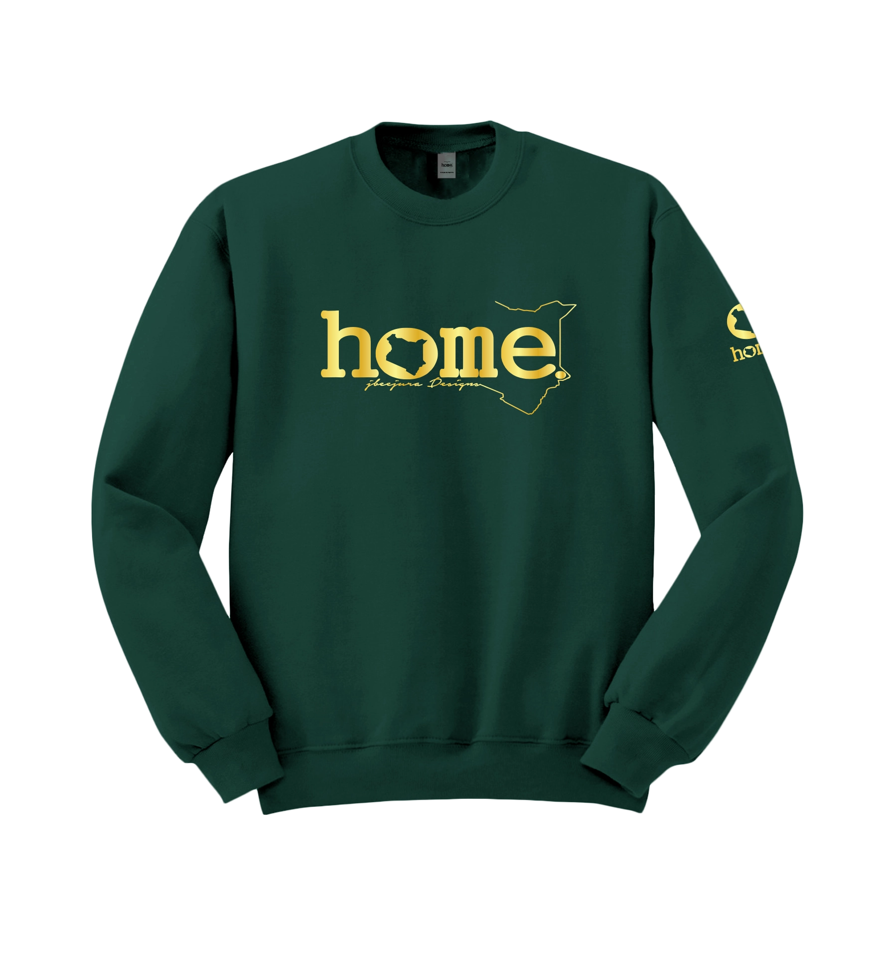 home_254 HUNTER GREEN SWEATSHIRT (MID-HEAVY FABRIC) WITH A GOLD WORDS PRINT