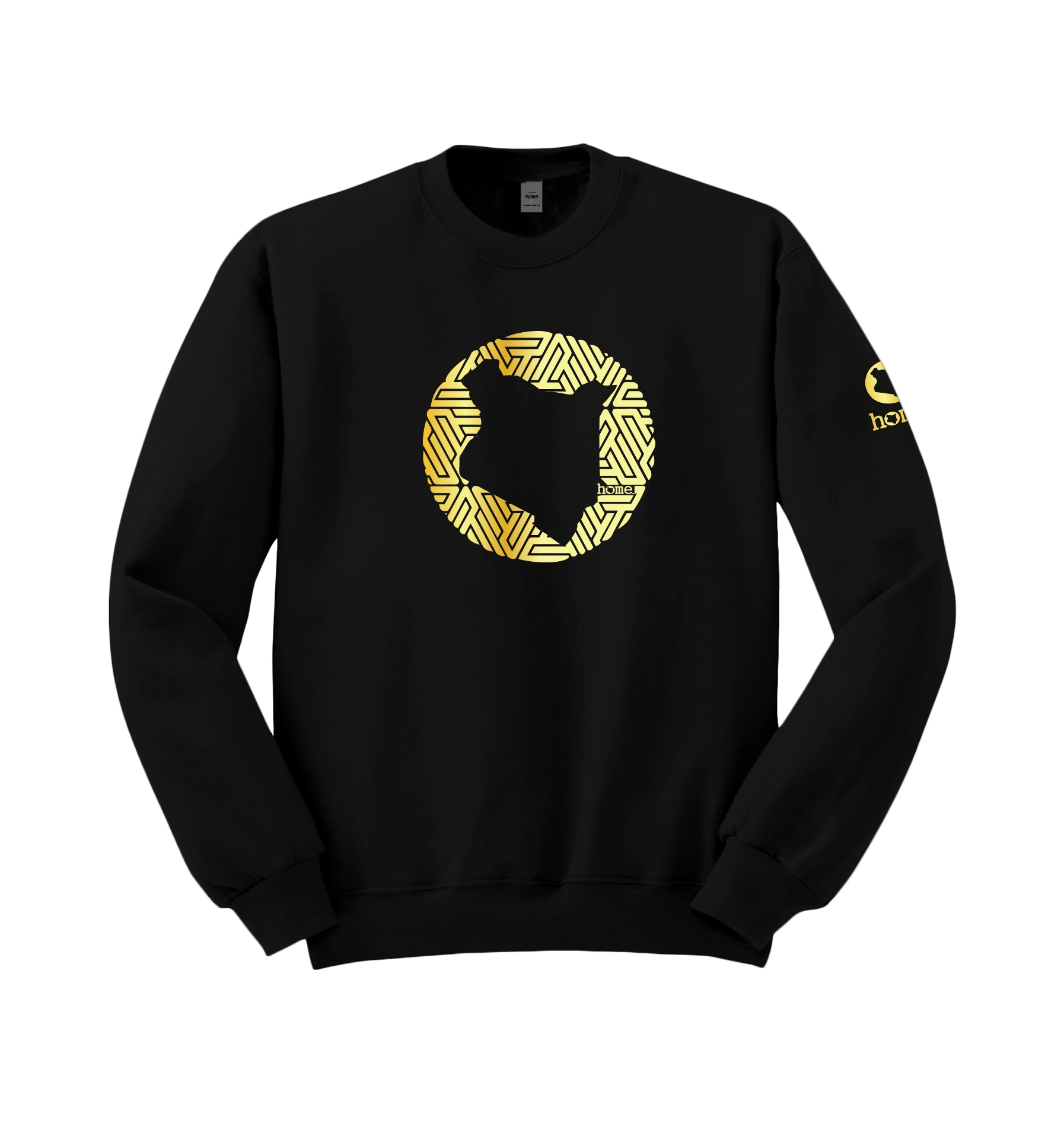 home_254 BLACK SWEATSHIRT (HEAVY FABRIC) WITH A GOLD MAP PRINT