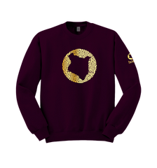 home_254 CLARET SWEATSHIRT WITH A GOLD MAP PRINT