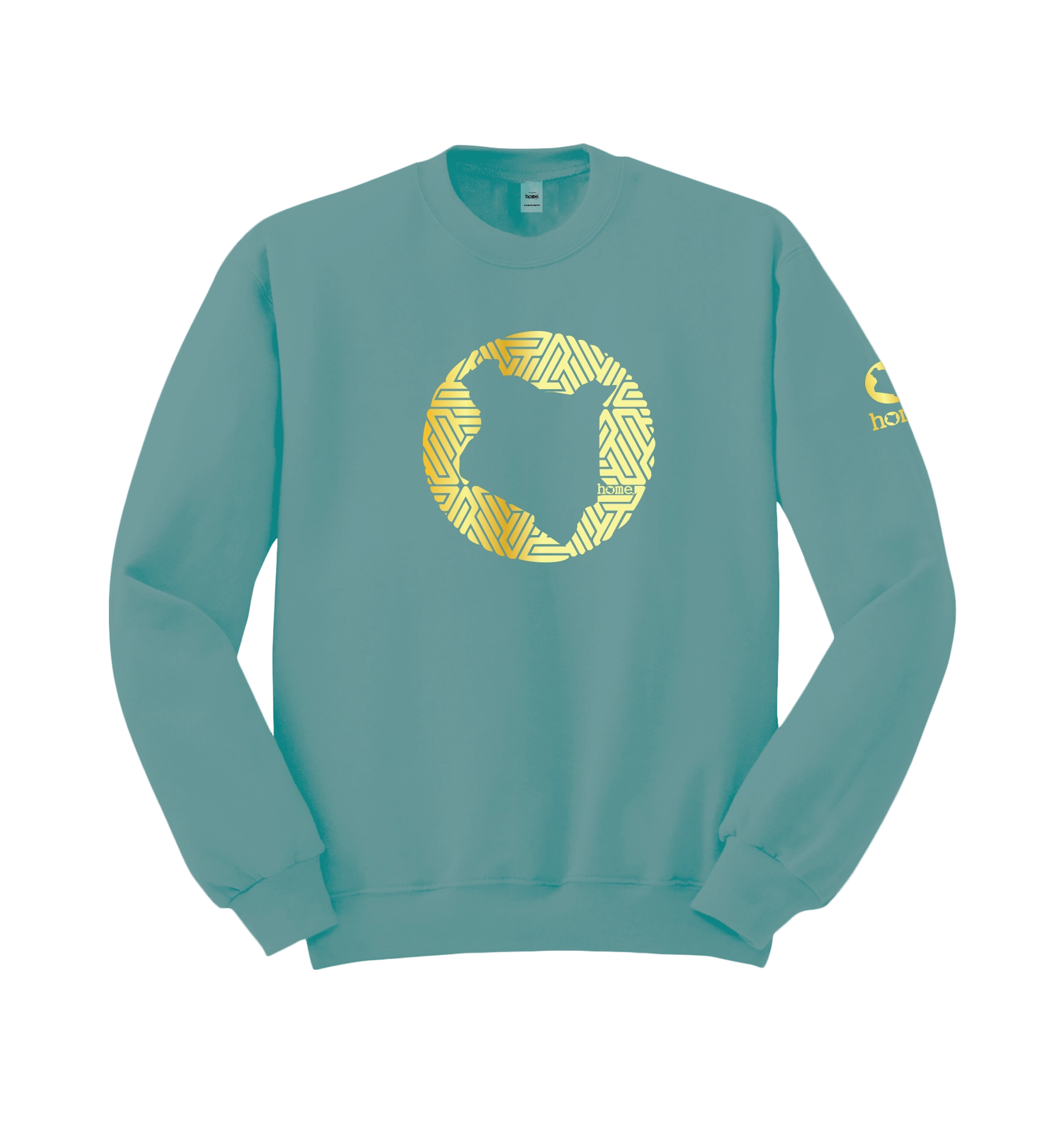 home_254 CYAN SWEATSHIRT WITH A GOLD MAP PRINT