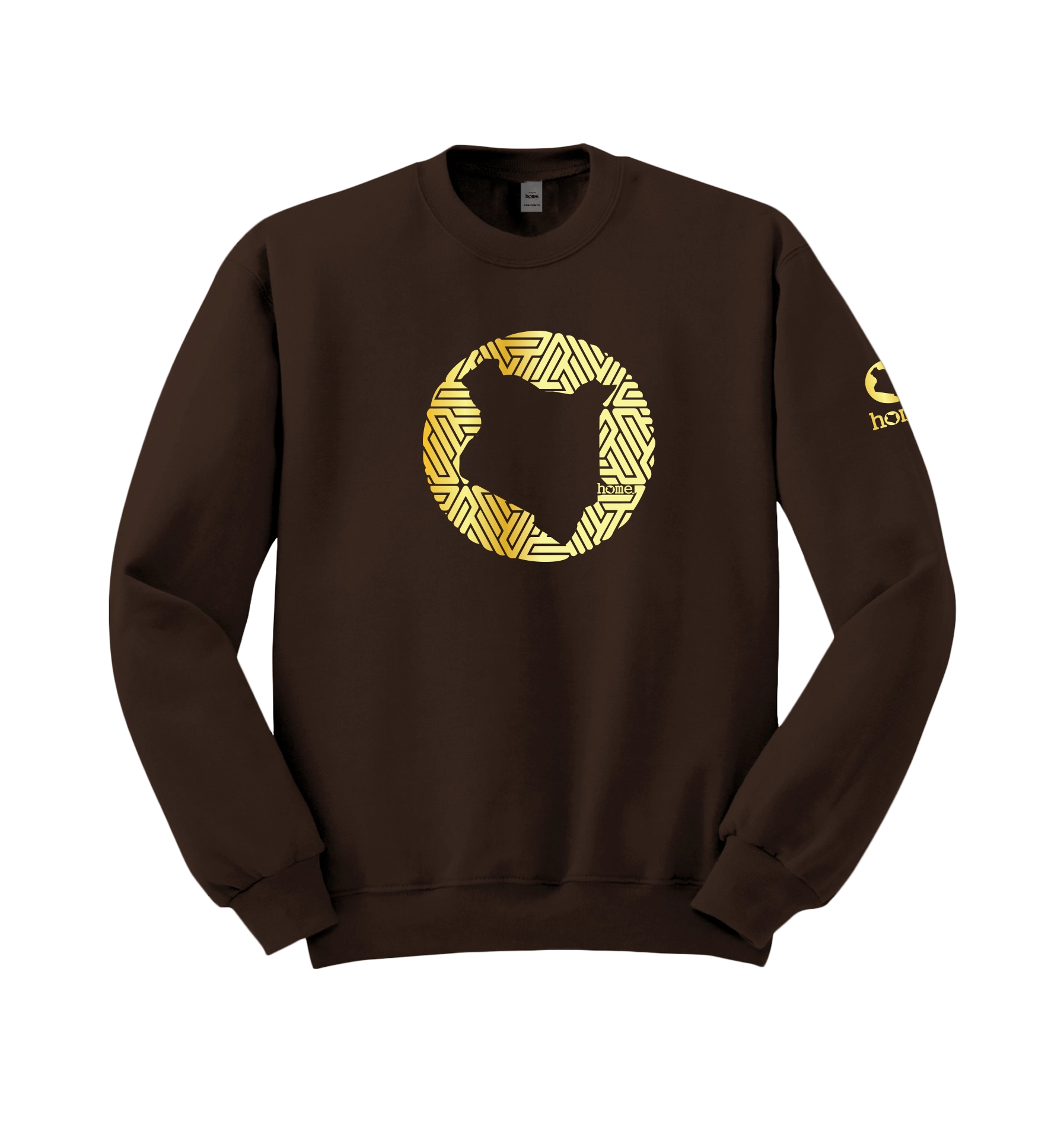 home_254 DARK BROWN SWEATSHIRT (HEAVY FABRIC) WITH A GOLD MAP PRINT