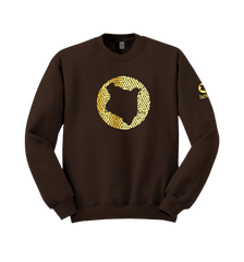 home_254 DARK BROWN SWEATSHIRT (HEAVY FABRIC) WITH A GOLD MAP PRINT