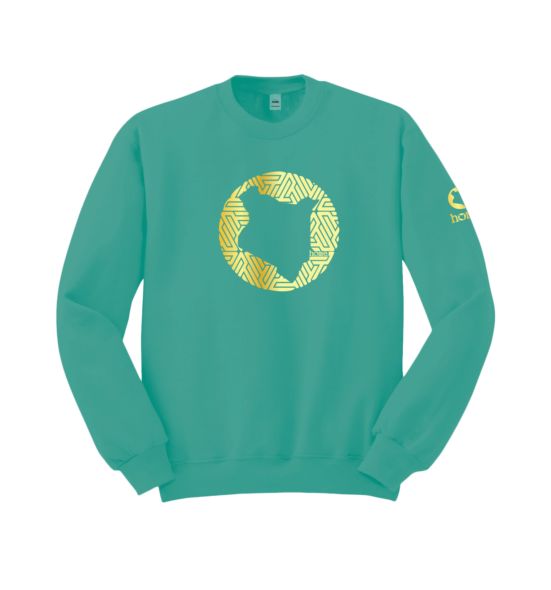 home_254 DEEP TURQUOISE SWEATSHIRT WITH A GOLD MAP PRINT