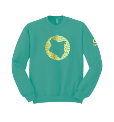 home_254 DEEP TURQUOISE SWEATSHIRT WITH A GOLD MAP PRINT