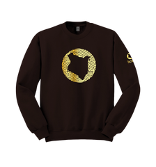 home_254 ESPRESSO SWEATSHIRT (HEAVY FABRIC) WITH A GOLD MAP PRINT