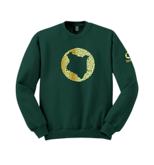 home_254 HUNTER GREEN SWEATSHIRT (MID-HEAVY FABRIC) WITH A GOLD MAP PRINT