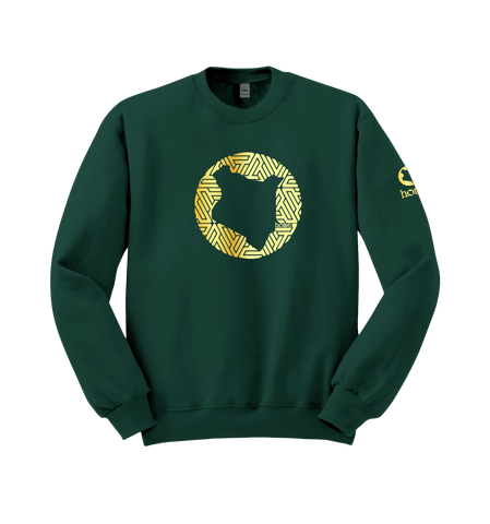 home_254 HUNTER GREEN SWEATSHIRT (NUVETRA™ HEAVY) WITH A GOLD MAP PRINT