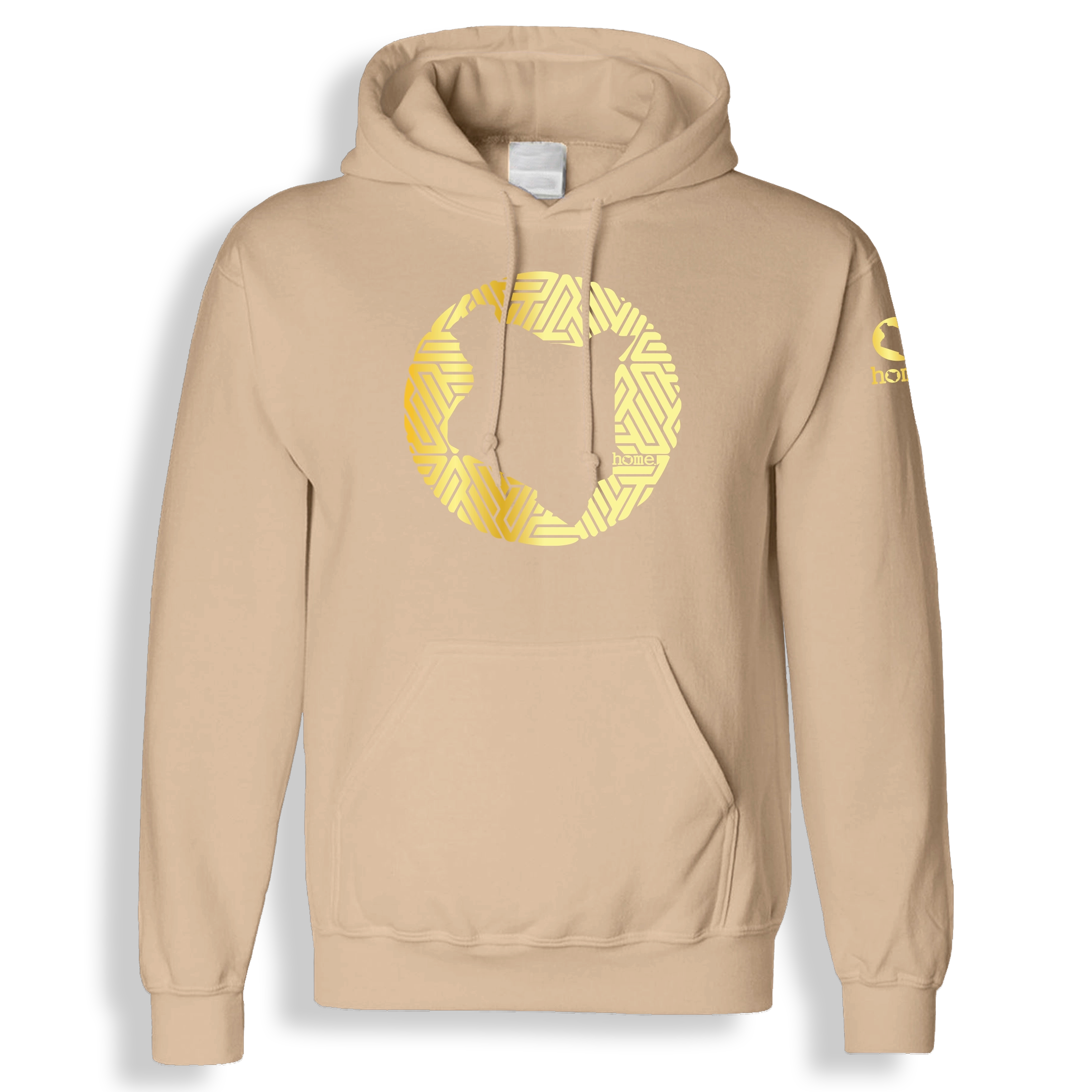 home_254 LIGHT BROWN HOODIE (HEAVY FABRIC) WITH A GOLD MAP PRINT