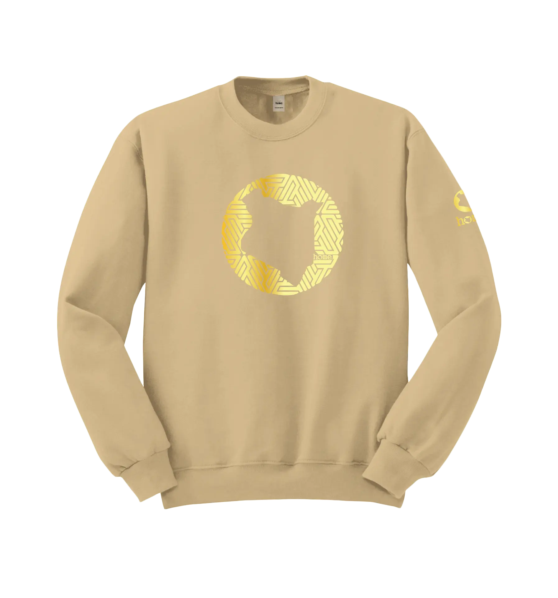 home_254 LIGHT BROWN SWEATSHIRT (MID-HEAVY FABRIC) WITH A GOLD MAP PRINT