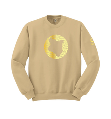 home_254 LIGHT BROWN SWEATSHIRT WITH A GOLD MAP PRINT