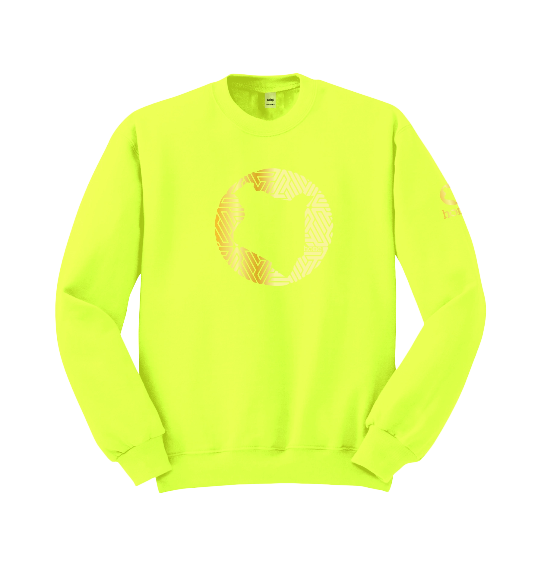 home_254 LIME GREEN SWEATSHIRT (HEAVY FABRIC) WITH A GOLD MAP PRINT