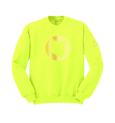 home_254 LIME GREEN SWEATSHIRT (HEAVY FABRIC) WITH A GOLD MAP PRINT