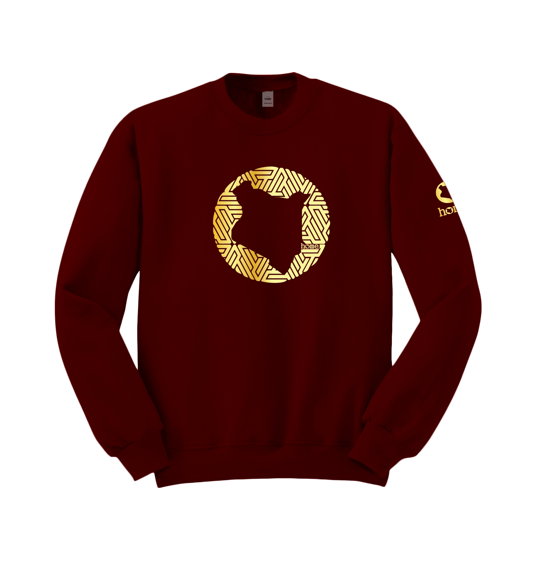 home_254 MAROON RED SWEATSHIRT WITH A GOLD MAP PRINT