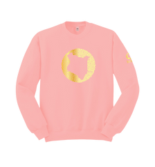 home_254 PEACH SWEATSHIRT (HEAVY FABRIC) WITH A GOLD MAP PRINT