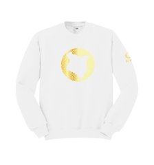 home_254 WHITE SWEATSHIRT (NUVETRA™ HEAVY) WITH A GOLD MAP PRINT