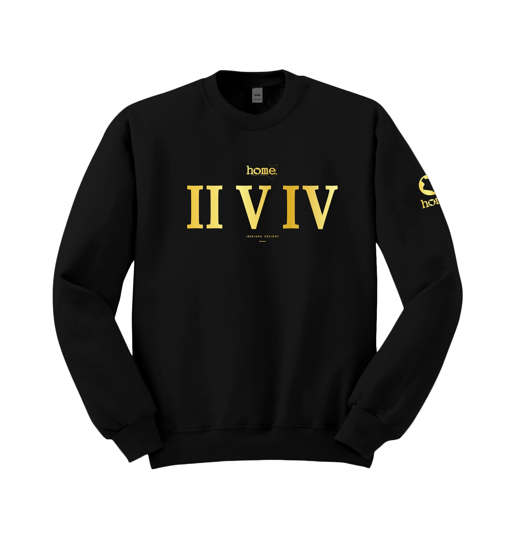 home_254 BLACK SWEATSHIRT (HEAVY FABRIC) WITH A GOLD ROMAN NUMERALS PRINT