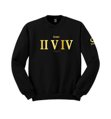 home_254 BLACK SWEATSHIRT (HEAVY FABRIC) WITH A GOLD ROMAN NUMERALS PRINT